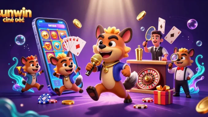 Experience the fun of sunwin chính thức with lively hyenas in a casino scene full of games and excitement.